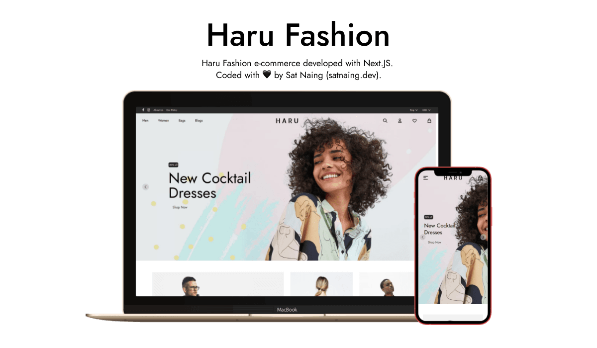 Haru Fashion website on a laptop and a mobile device